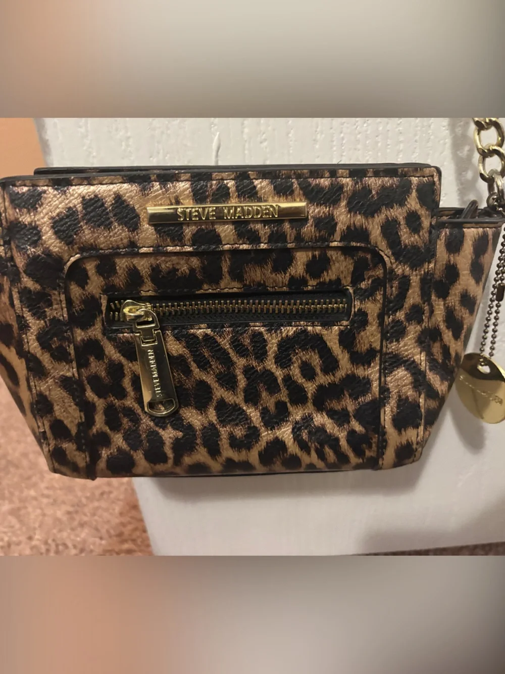 Steve Madden Leopard-Print Crossbody with Gold Hardware